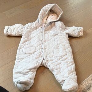 Little Me Quilted Gray Hooded Footie